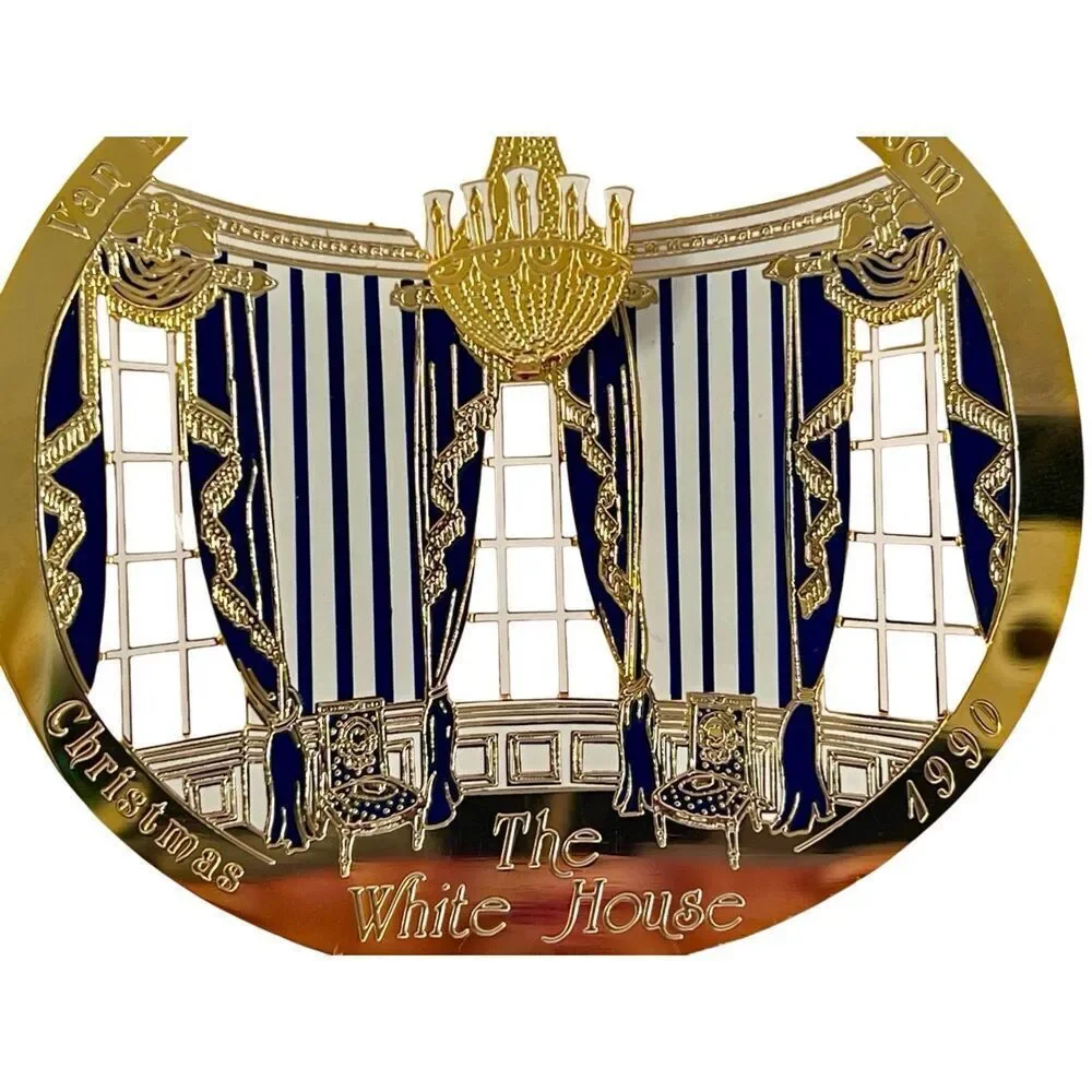1990 White House Ornament: Martin Van Buren House, Blue Room Gold Brass